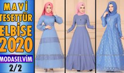 2020 Kış Modaselvim Mavi Tesettür Elbise Modelleri 2/2 | Modaselvim Elbise Modelleri