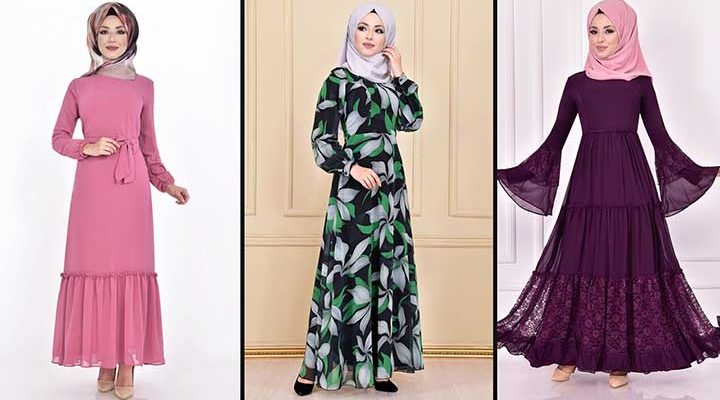 Yeni Sezon ModaMerve Şifon Tesettür Elbise Modelleri 6 | Chiffon Dresses - Chiffon Kleid