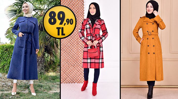 ModaMerve 89,90 TL İndirimli Tesettür Kaban Modelleri 2 [ 2021 Kış Sezonu ]
