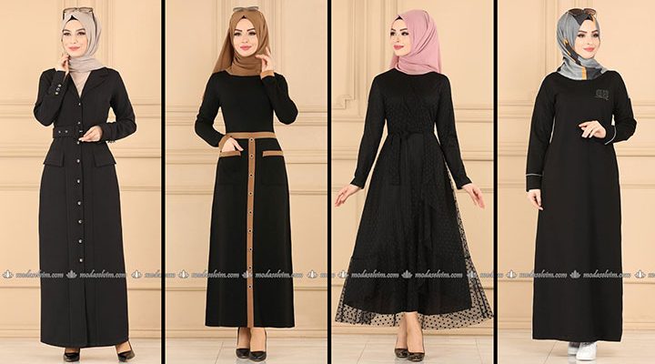 ModaSelvim Siyah Tesettür Elbiseler 4 (2021 Sonbahar) | Fall Outfits - Wedding Dresses - Plus Size