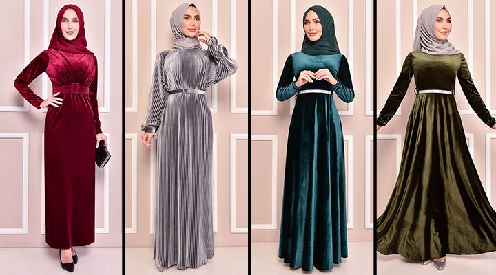 2022 ModaMerve Kadife Elbise Modelleri 2/2 | Kadife Tesettür Elbise Modelleri 2022