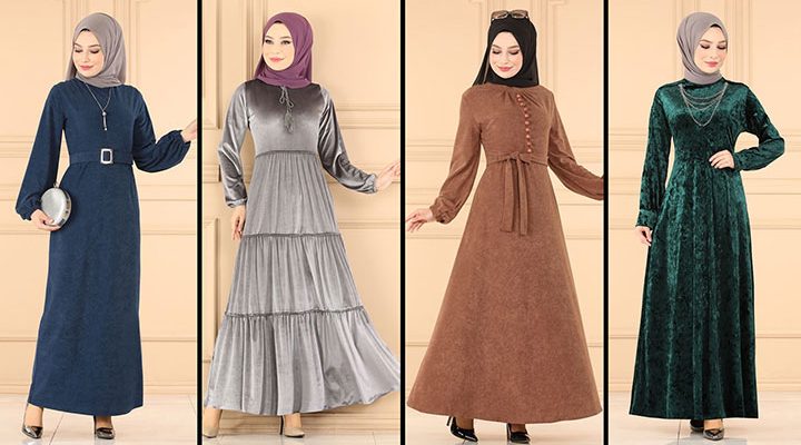 2022 ModaSelvim Kadife Elbise Modelleri 2/4 | Kadife Tesettür Elbise Modelleri 2022