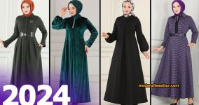 2024 Moda Selvim Kışlık Tesettür Elbise Modelleri