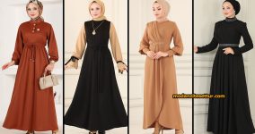 2024 ModaSelvim Elbise Modelleri - Kışlık Tesettür Elbise