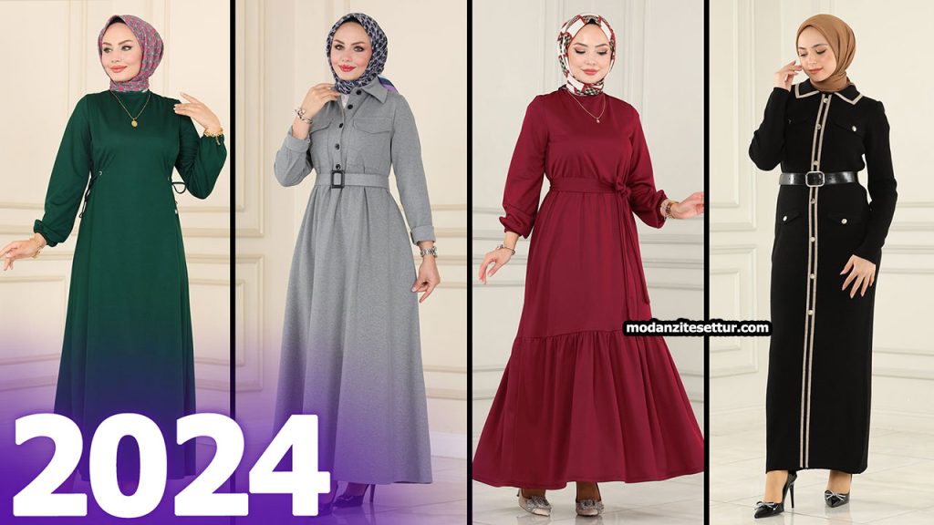 ModaSelvim 2024 Kış Tesettür Elbise Modelleri